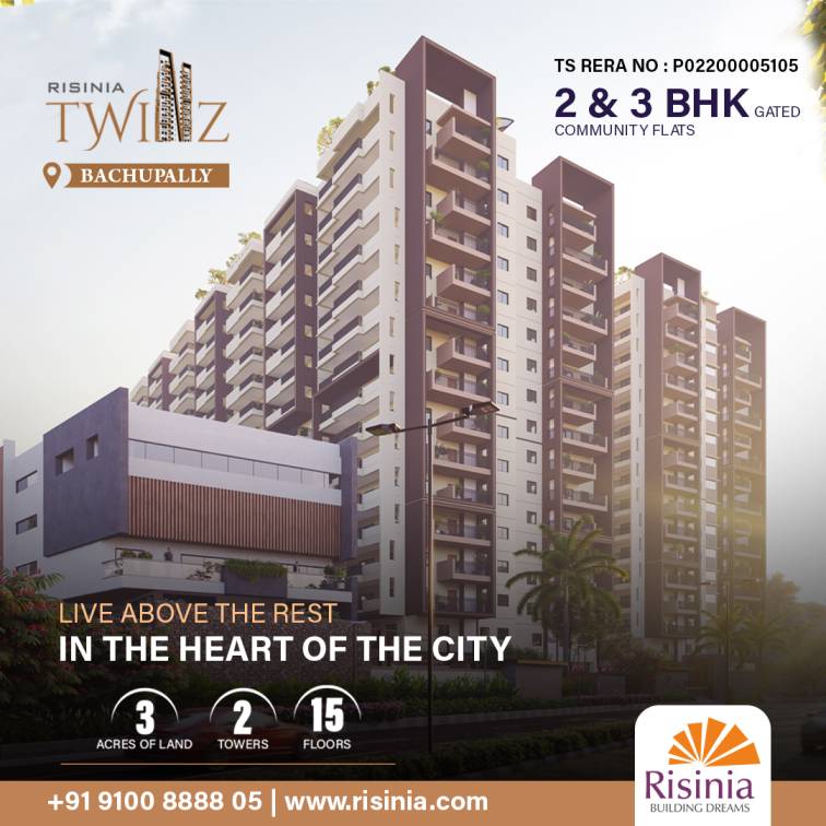 Bachupally Flats for Sale  The Twinz by Risinia - Andhra Pradesh - Hyderabad ID1512742