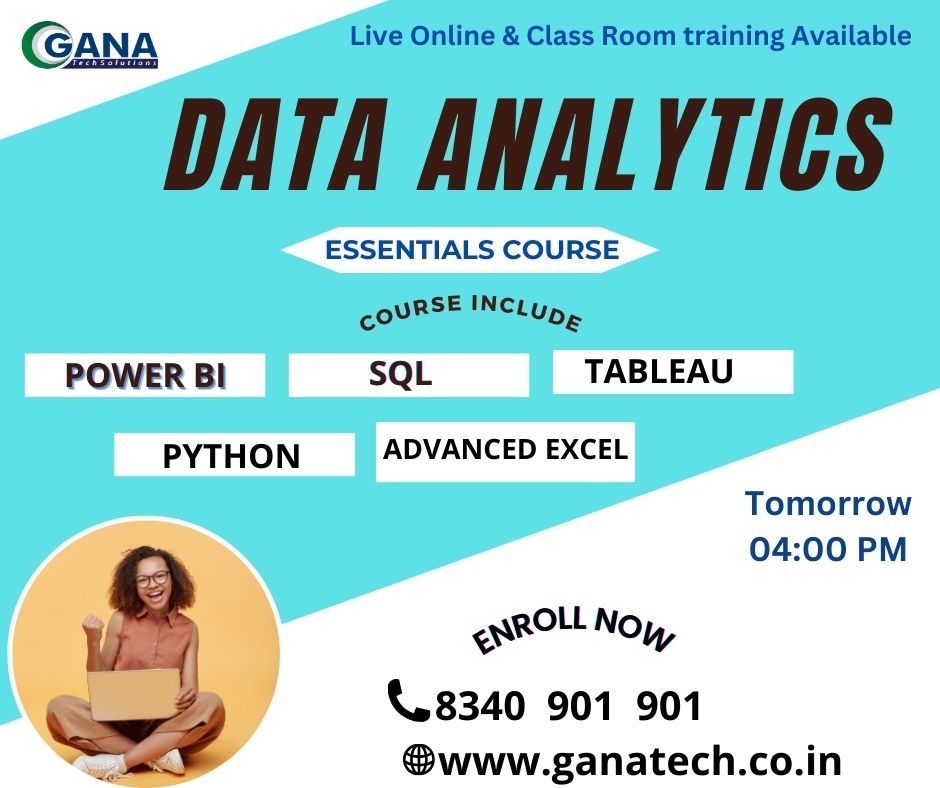 Data Analytics training in Hyderabad  8340901901 Ganatech - Andhra Pradesh - Hyderabad ID1538371