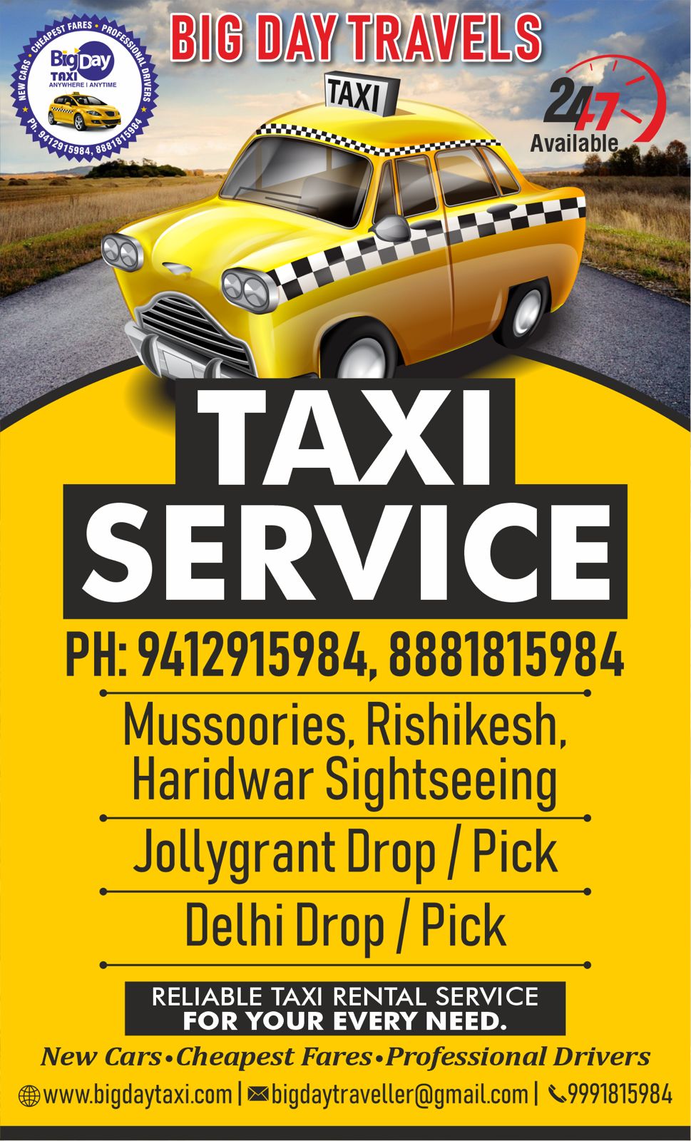 BIG DAY TRAVEL OFFERS TAXIS AT A VERY REASONABLE PRICES - Uttaranchal - Dehra Dun ID1559211