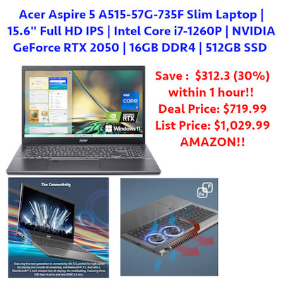 SAVE 312! Acer Aspire 5 A51557G735F Slim Laptop  156 F - New Mexico - Albuquerque ID1521793