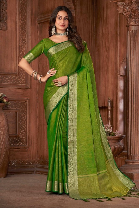 Silk Sarees With Fancy In Green Colour - California - Los Angeles ID1532463