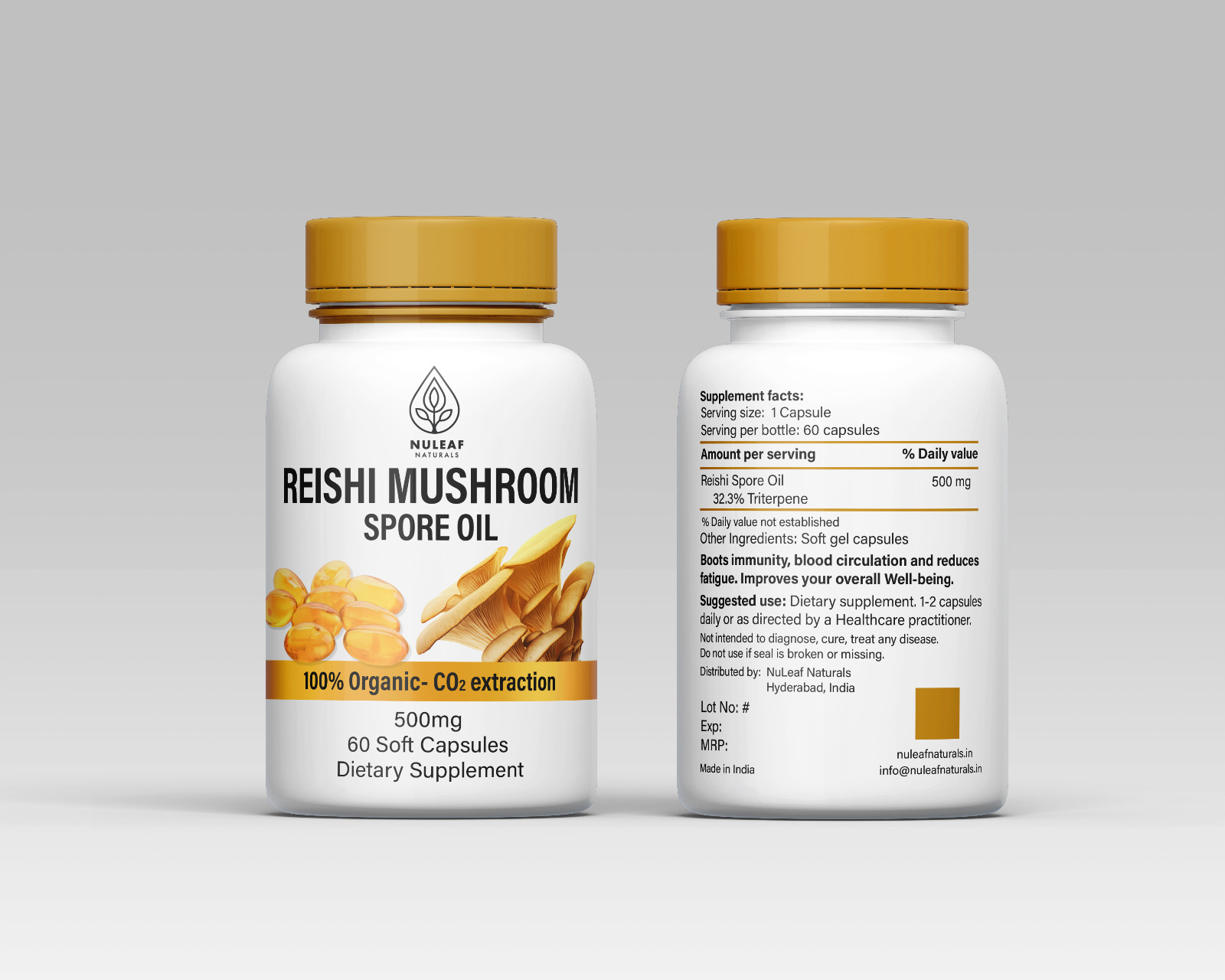 Reishi Mushroom Spore Oil 500 mg 60 soft capsules 100 pu - Andhra Pradesh - Hyderabad ID1602515