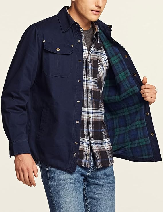 CQR Mens Twill All Cotton Flannel Lined Shirt Jacket - New York - Albany ID1590548 2