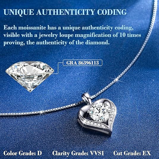 Moissanite Necklace for Women 13 Carat Heart Necklace  - New York - Albany ID1594962 3