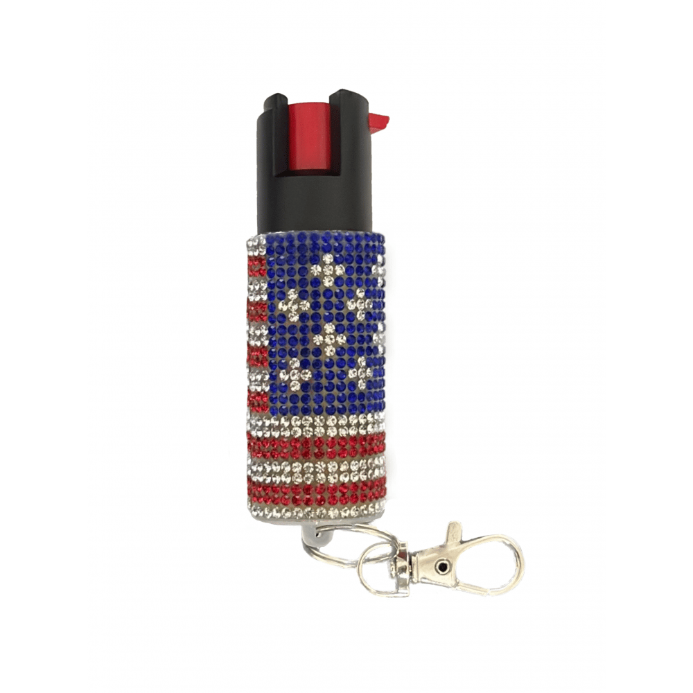 USA Flag Rhinestones Keychain Personal Defense Pepper Spray  - South Dakota - Aberdeen ID1555322