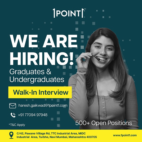 1Point1 Hiring Fresh Graduates  Apply Now and Grow With U - Maharashtra - Navi Mumbai ID1595567