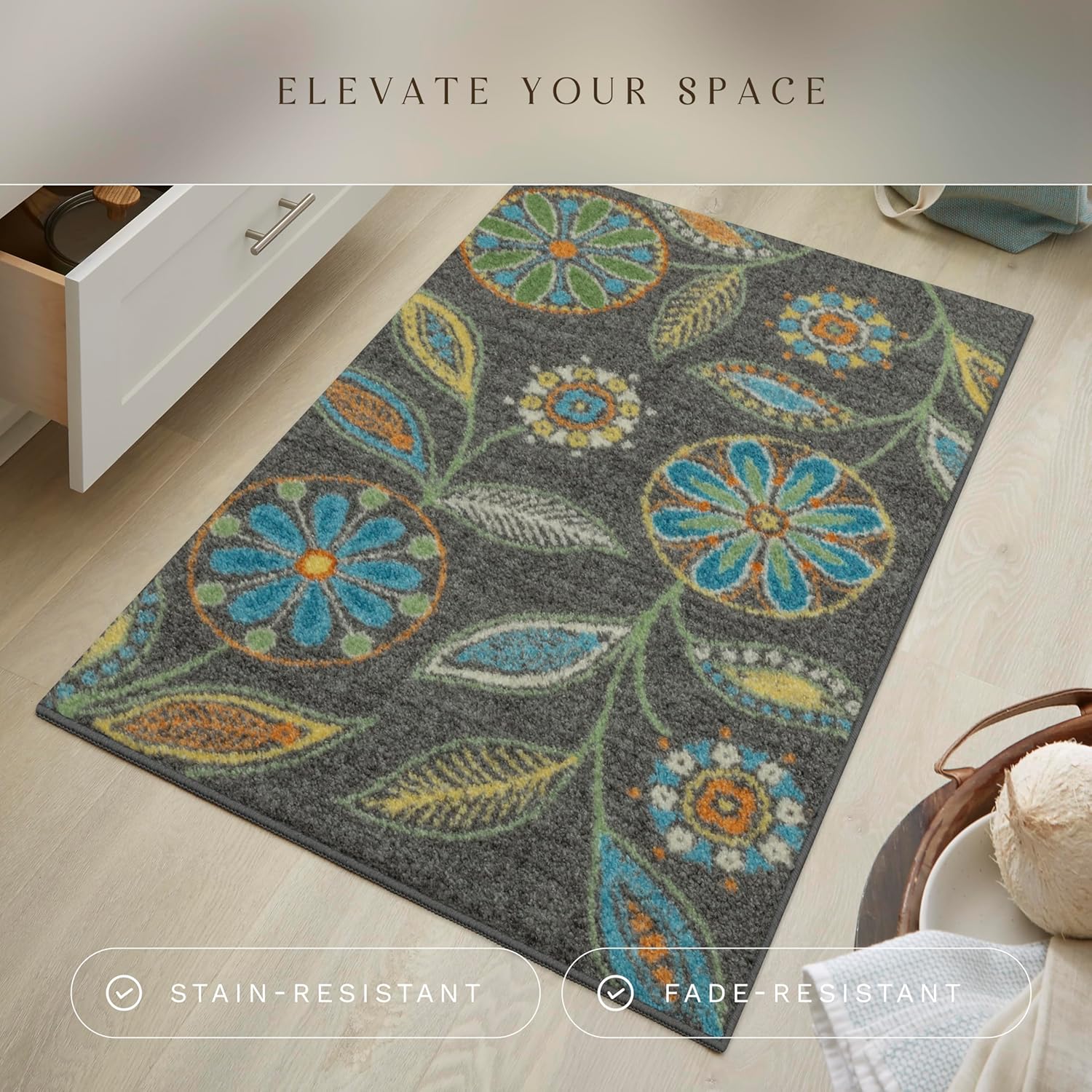 Maples Rugs Reggie Floral Kitchen Rugs Non Skid Accent Area  - New York - New York ID1607086