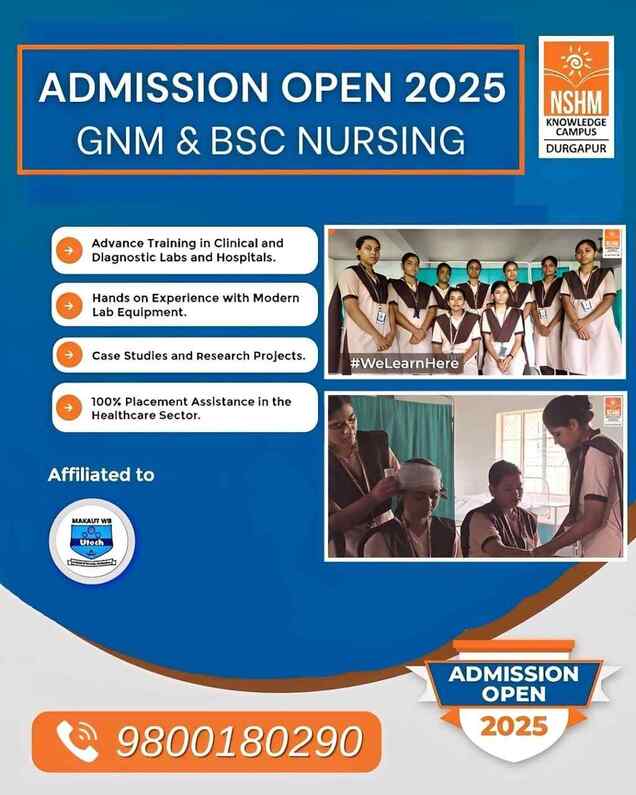 NSHM Knowledge Campus GNM Nursing Admission Open 2025 - West Bengal - Durgapur ID1617587