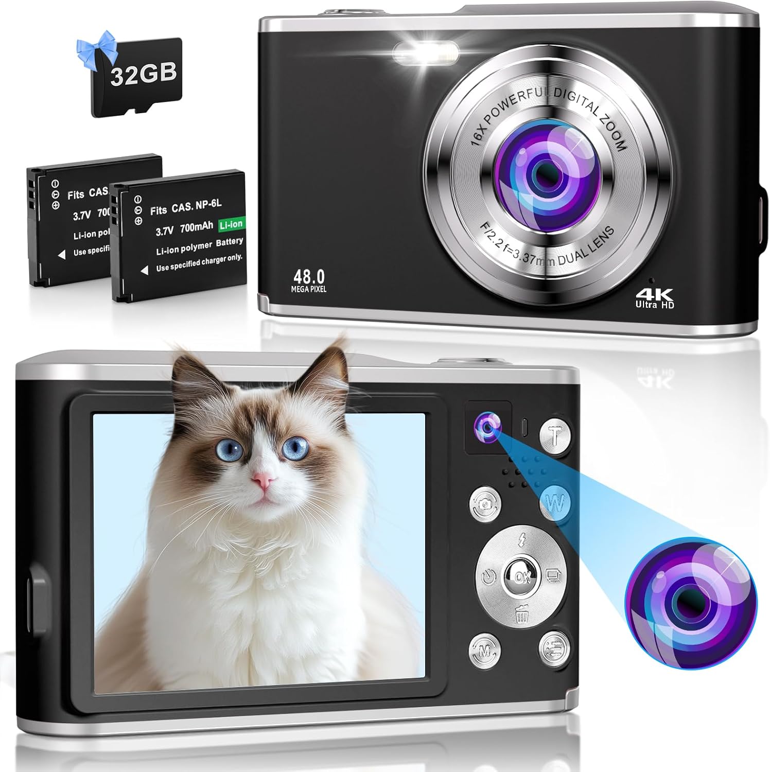 Digital Camera 4K 48MP Autofocus Vlogging Camera with Rear a - New York - Albany ID1585741