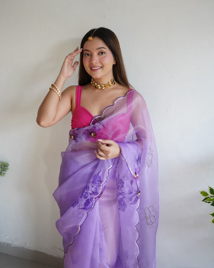 Buy Organza Saree In Purple Designer Saree Shop Online At  - Maharashtra - Mumbai ID1546518