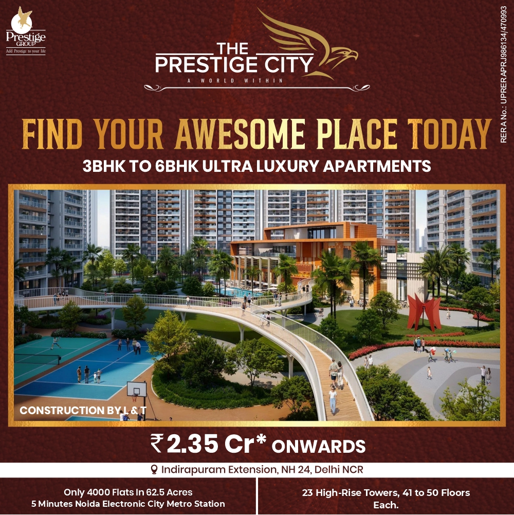 3 BHK Apartment in Indirapuram  The Prestige City - Uttar Pradesh - Ghaziabad ID1618630