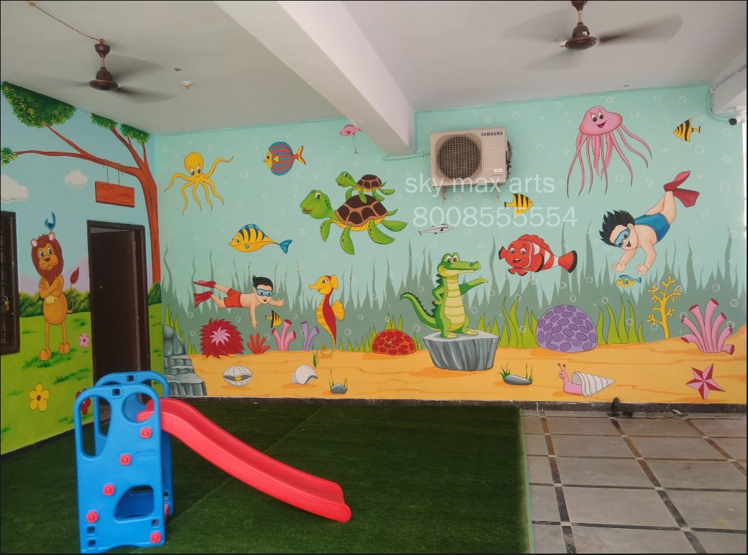 Play School Cartoon Wall Painting  - Andhra Pradesh - Hyderabad ID1546791
