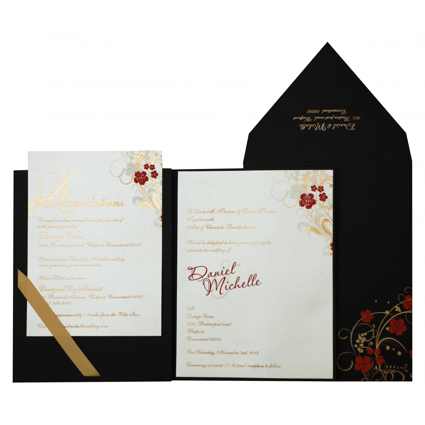 Premium Foil Stamped Invitations  Gold  Hot Foil Wedding I - Massachusetts - Boston ID1596744