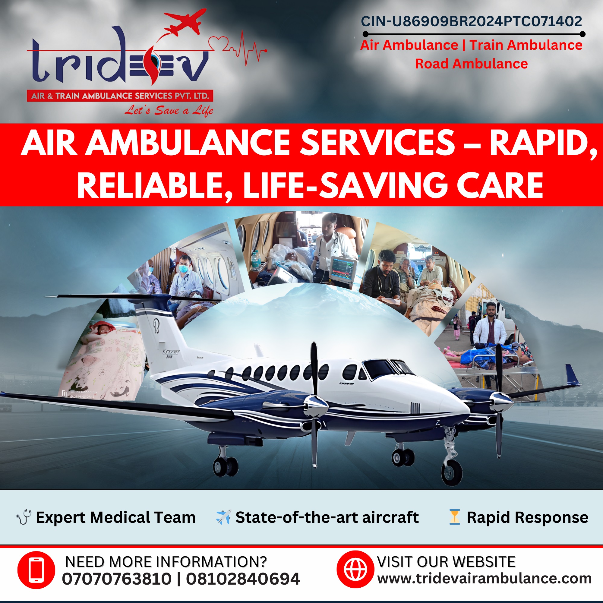 Efficient Medical Transfer by Tridev Air Ambulance Services  - Delhi - Delhi ID1595238