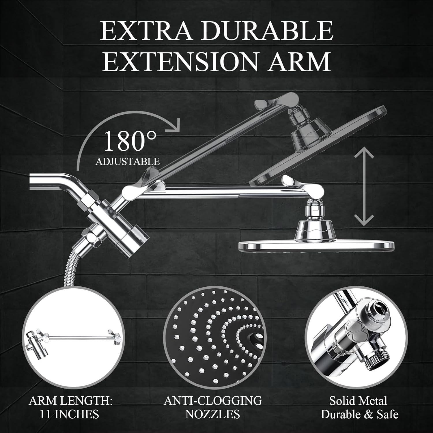 Veken High Pressure Rain Shower Head Combo - New York - Albany ID1593882 2
