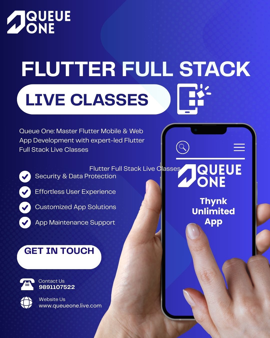 Queue One Flutter App  Full Stack Live Classes - Uttar Pradesh - Noida ID1620452