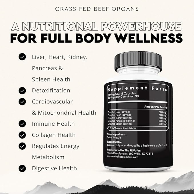 Ancestral Supplements Grass Fed Beef Organ Supplement Suppo - California - Los Angeles ID1593944 3