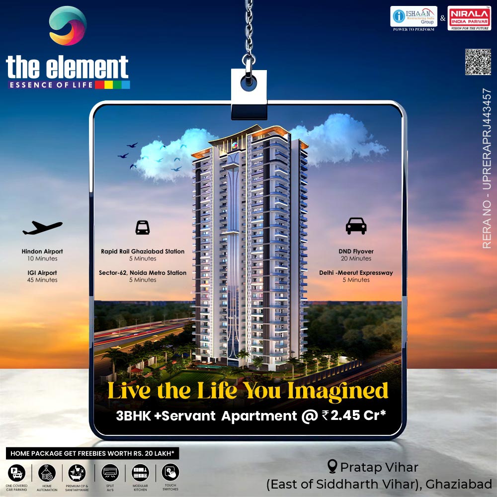 3 BHK Flat in Pratap Vihar  The Element - Uttar Pradesh - Ghaziabad ID1613751