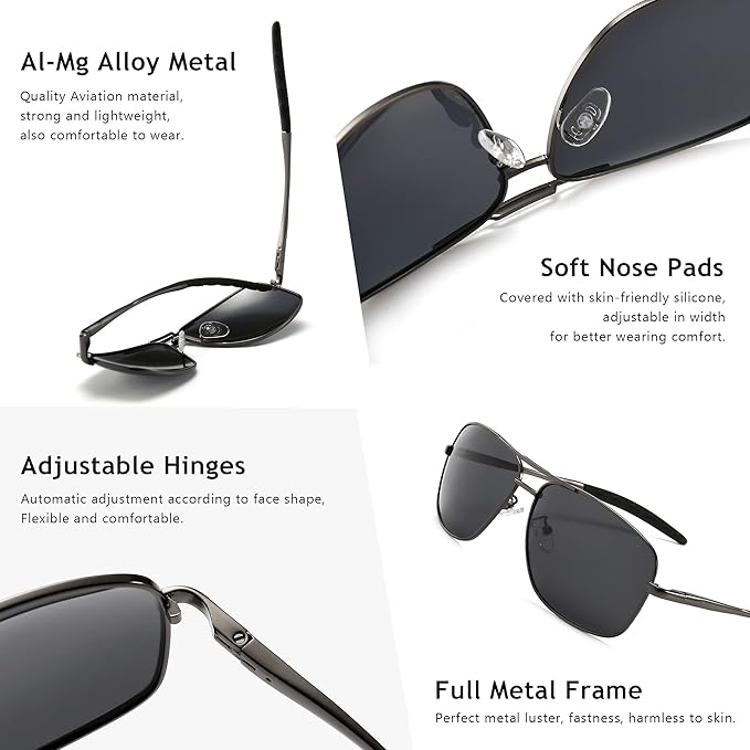 SUNGAIT Mens Polarized Square Aviator Sunglasses - New York - Albany ID1590678 3