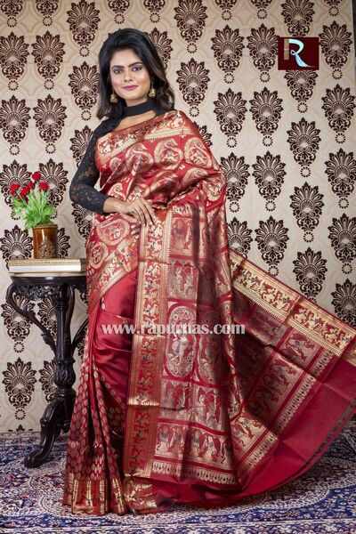 Handcrafted Swarnachari Baluchari Sarees of Bishnupur - West Bengal - Bankura ID1617041