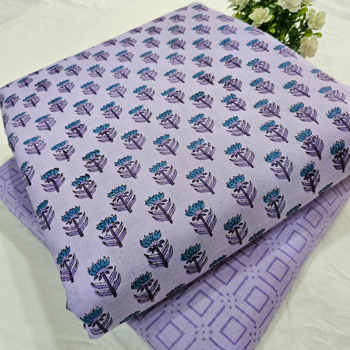 Buy Premium Hand Block Printed Cotton Suit Top And Bottom Se - Rajasthan - Jaipur ID1553122
