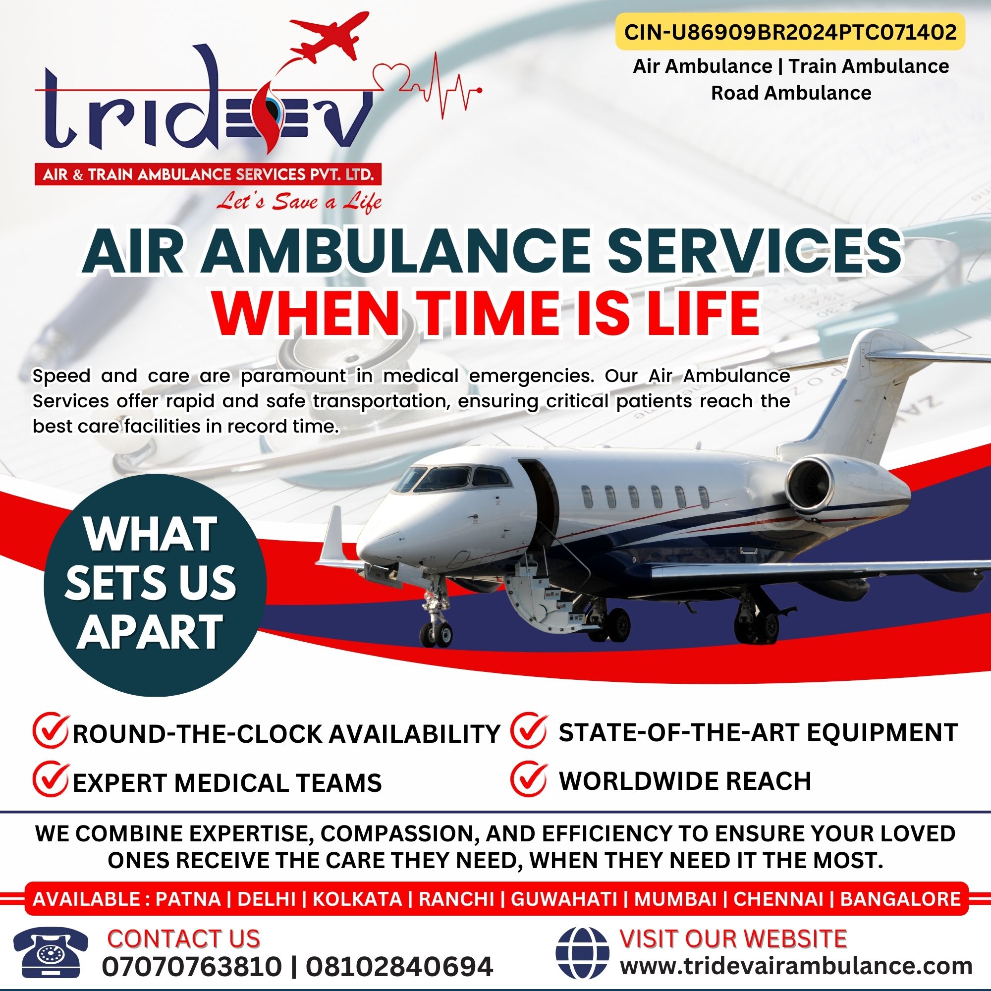 The Medical Assistance  Tridev Air Ambulance Services in Ra - Jharkhand - Ranchi ID1590645