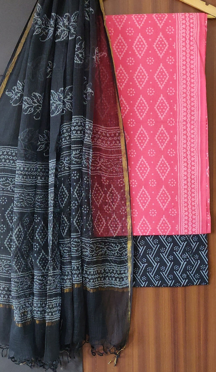 Buy Hand Block Printed Cotton Suit Sets With Kota Doria Dupa - Rajasthan - Jaipur ID1553952