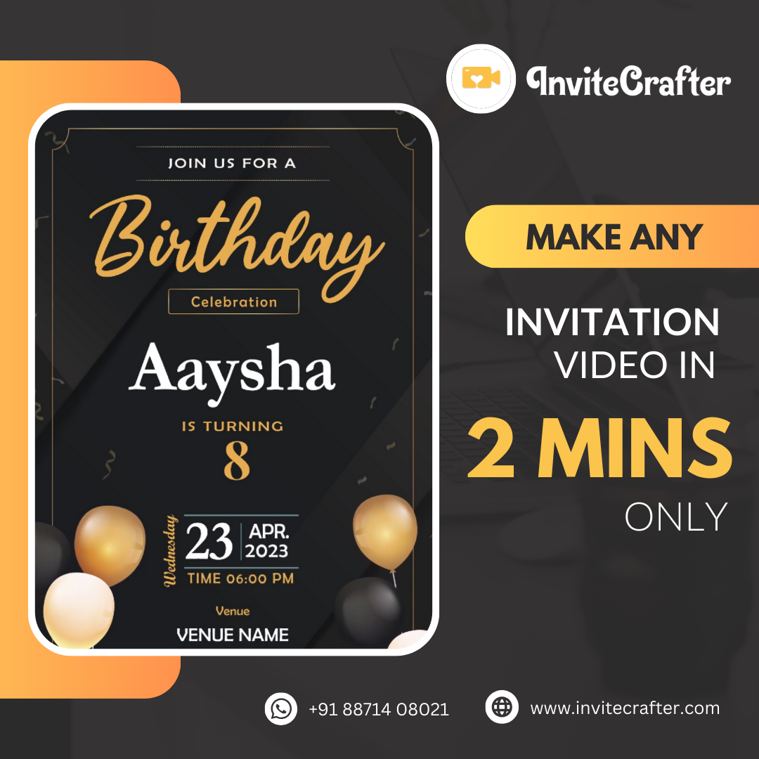 Digital Birthday Invitation Video  Invitecrafter - Madhya Pradesh - Indore ID1523851