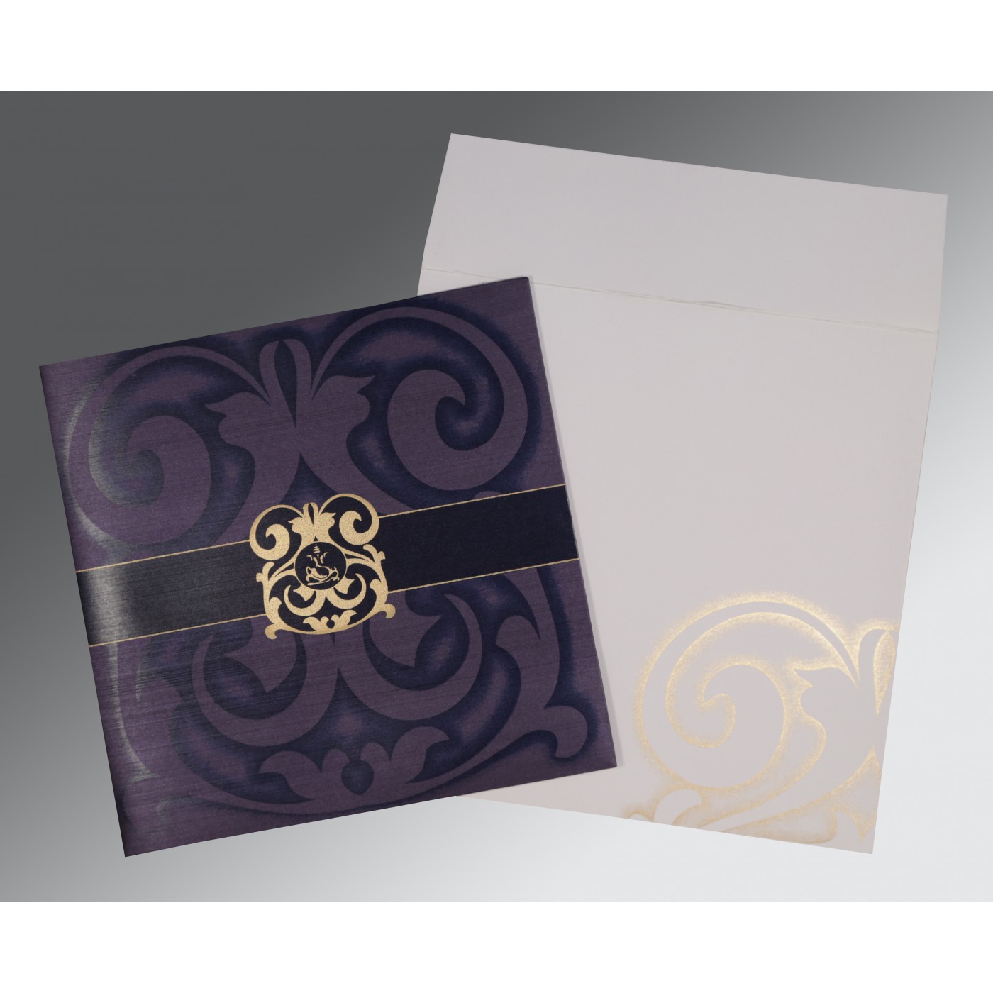 VIOLET SHIMMERY SCREEN PRINTED WEDDING CARD - New Jersey - Jersey City ID1540090