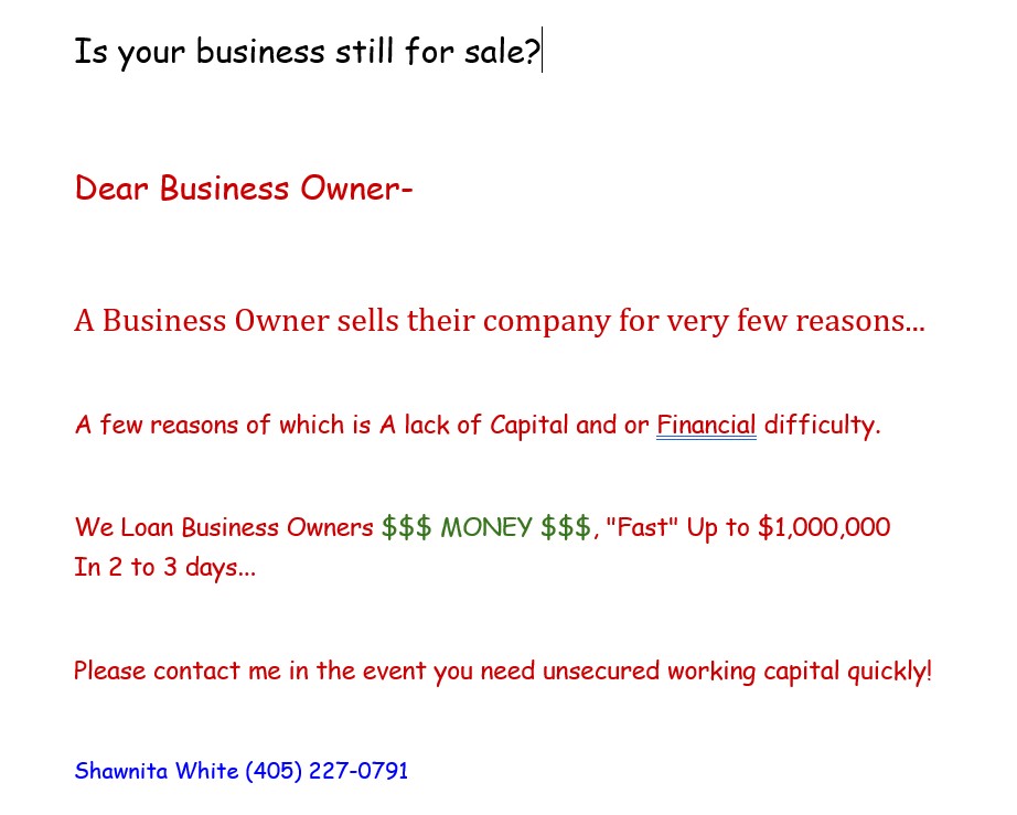Is your business still for sale? - Oklahoma - Oklahoma City ID1550367