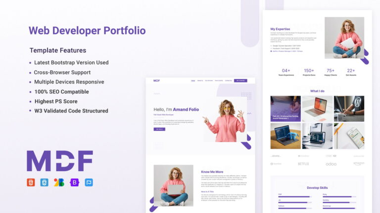 Free SinglePage Portfolio Template for Freelancers - New Jersey - Jersey City ID1613228