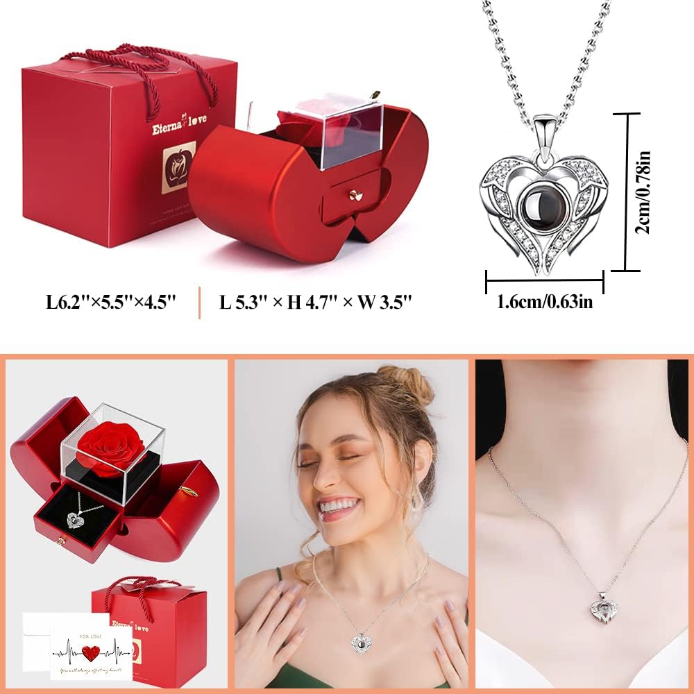 Preserved Real Rose with I love you Necklace 100 Languages - New York - Albany ID1594292 3