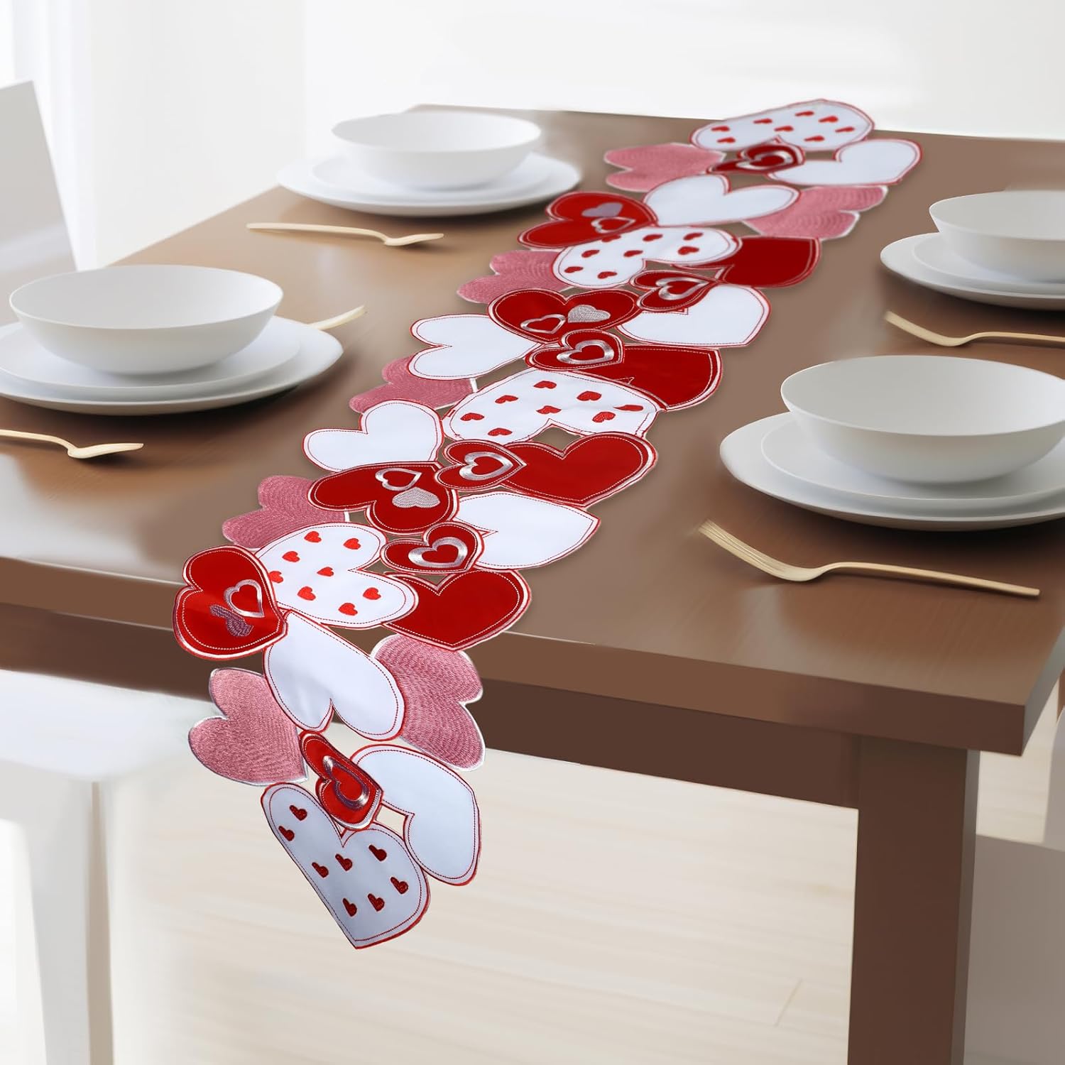 Valentines Day Table Runner 14 x 69 Inch Embroidered Love - New York - Albany ID1595324 4