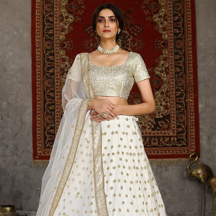 White Net with Sequins Embroidery Work LehengaShop Designer - Maharashtra - Mumbai ID1545617