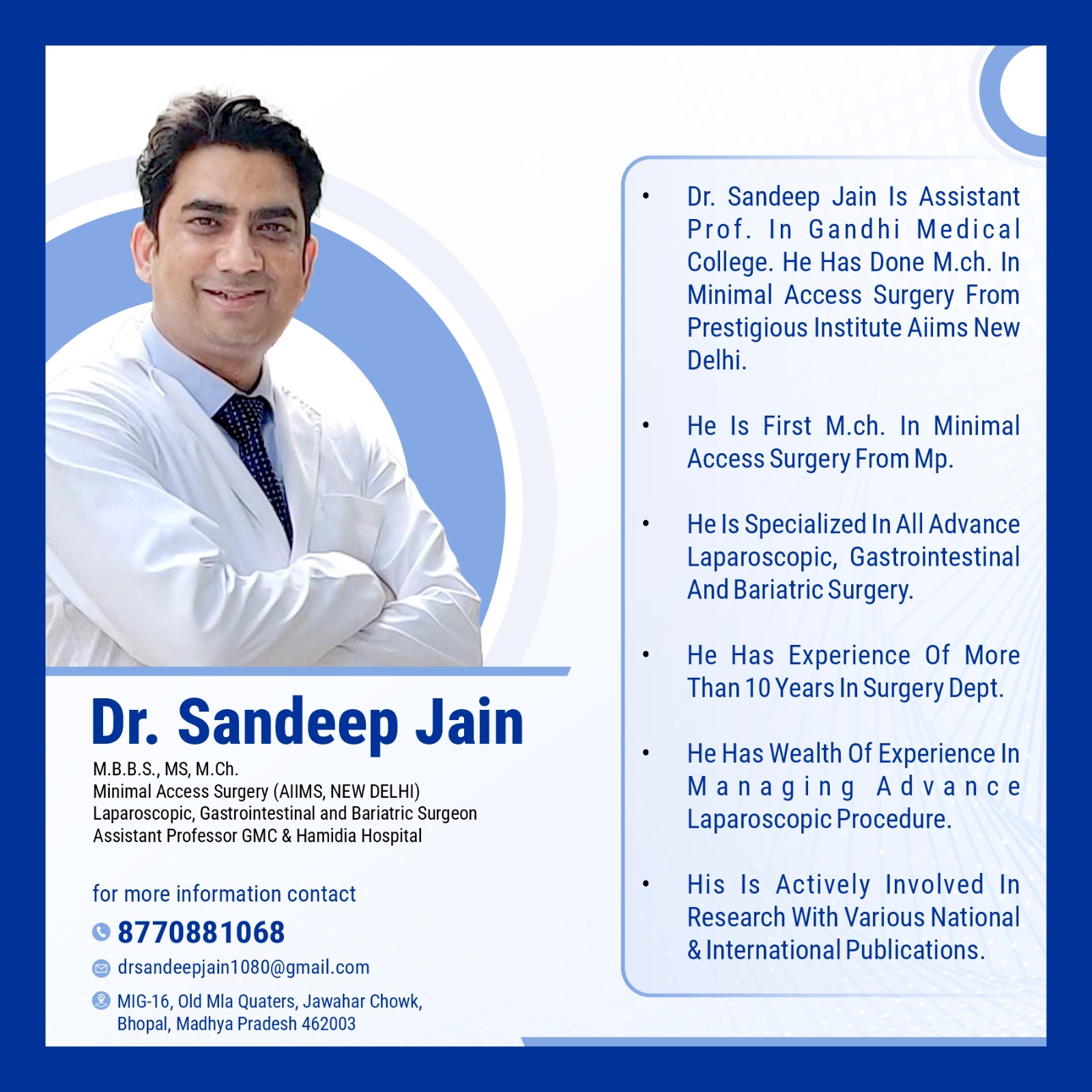 Best Laparoscopic Surgeon in Bhopal  Dr Sandeep Jain - Madhya Pradesh - Bhopal ID1557558