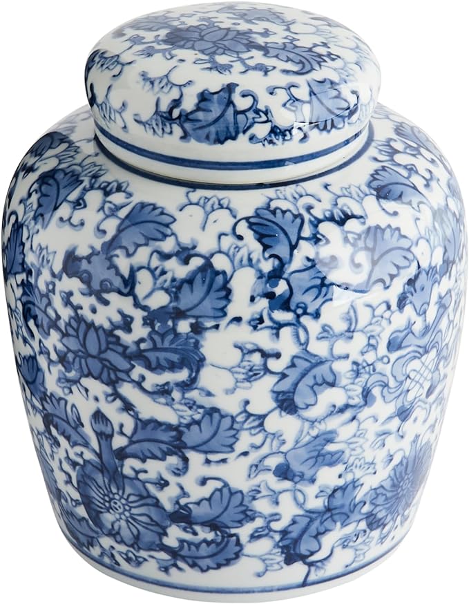 Creative CoOp Blue  White Ceramic Ginger Jar with Lid - New York - Albany ID1539876