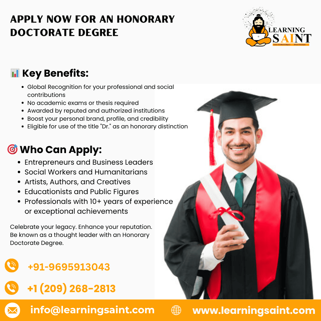 Apply Now for an Honorary Doctorate Degree  Recognize You - Delhi - Delhi ID1609609