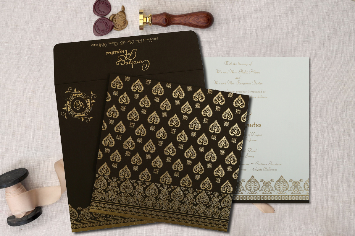 Screen Printed Wedding  Shadi Cards Online - Massachusetts - Boston ID1611754