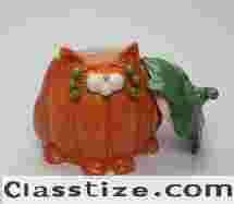 Fine Ceramic Whisker Cat Pumpkin Cat Candy Box by Amy Lacombe