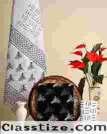 Buy Black And White Print Cotton Suit With Mulmul Dupatta