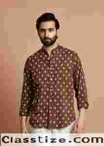 Buy Dark Brown Regular Cotton Full Sleeve Shirt Online