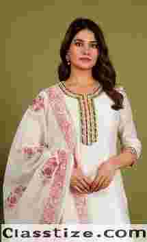 Mul Chanderi 2 Piece Kurta Set, Mul Chanderi fabric women dress, Swiss Cotton fabric women dress in Jaipur