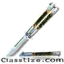 Clip Point Creature Comforts Stag Butterfly Balisong Knife Flipper