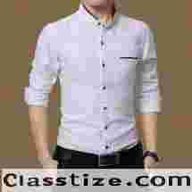Buy Premium Celestia Mandarin White Men's Shirt Online