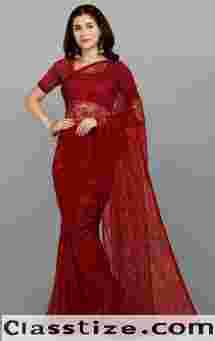 Glamour in our Red Color Net Party Wear Saree