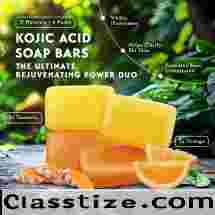 Kojic Acid Soap, Turmeric Soap Bar & Orange for Hyper-pigmentation,