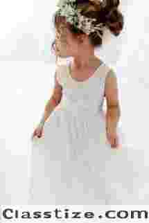 Bohemian White Flower Girl Dress