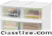 IRIS USA 7 Qt. Plastic Stackable Storage Drawers, Small, 4 Pack, Multi-Purpose 