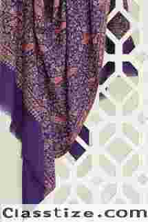 Buy Sozni Neem Jamawar Hand Embroidered Pashmina Shawl Purple Online