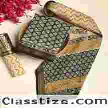 Premium Hand Print Maheshwari Silk Suit Set Online
